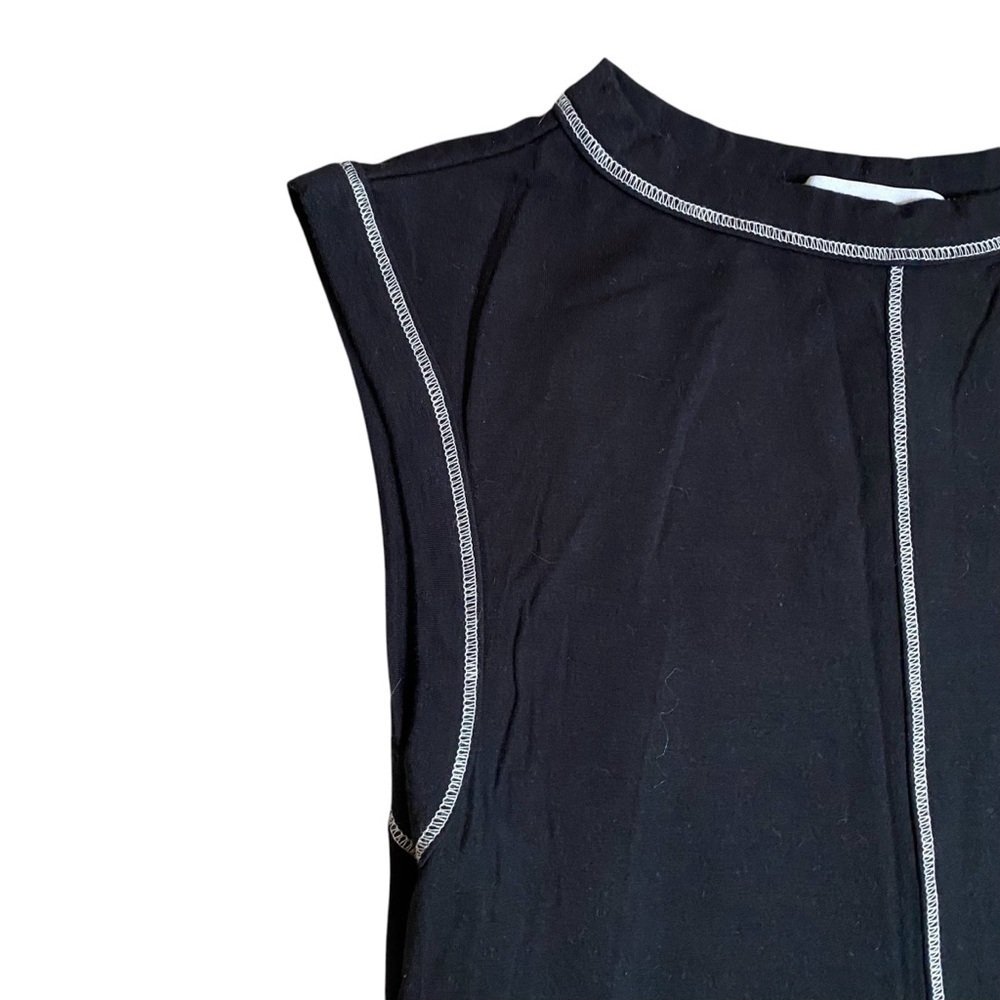 The Line By K Inez Maxi Dress XS Black Contrast Stitch Bodycon Sleeveless - Picture 5 of 12
